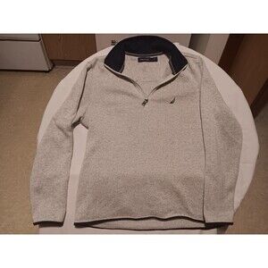 Men's Grey/Blue Nautica 1/4 Zip Long Sleeve Sweater Size Small